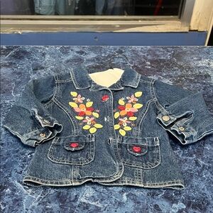 Floral Embroidered Denim Jacket for Kids‎